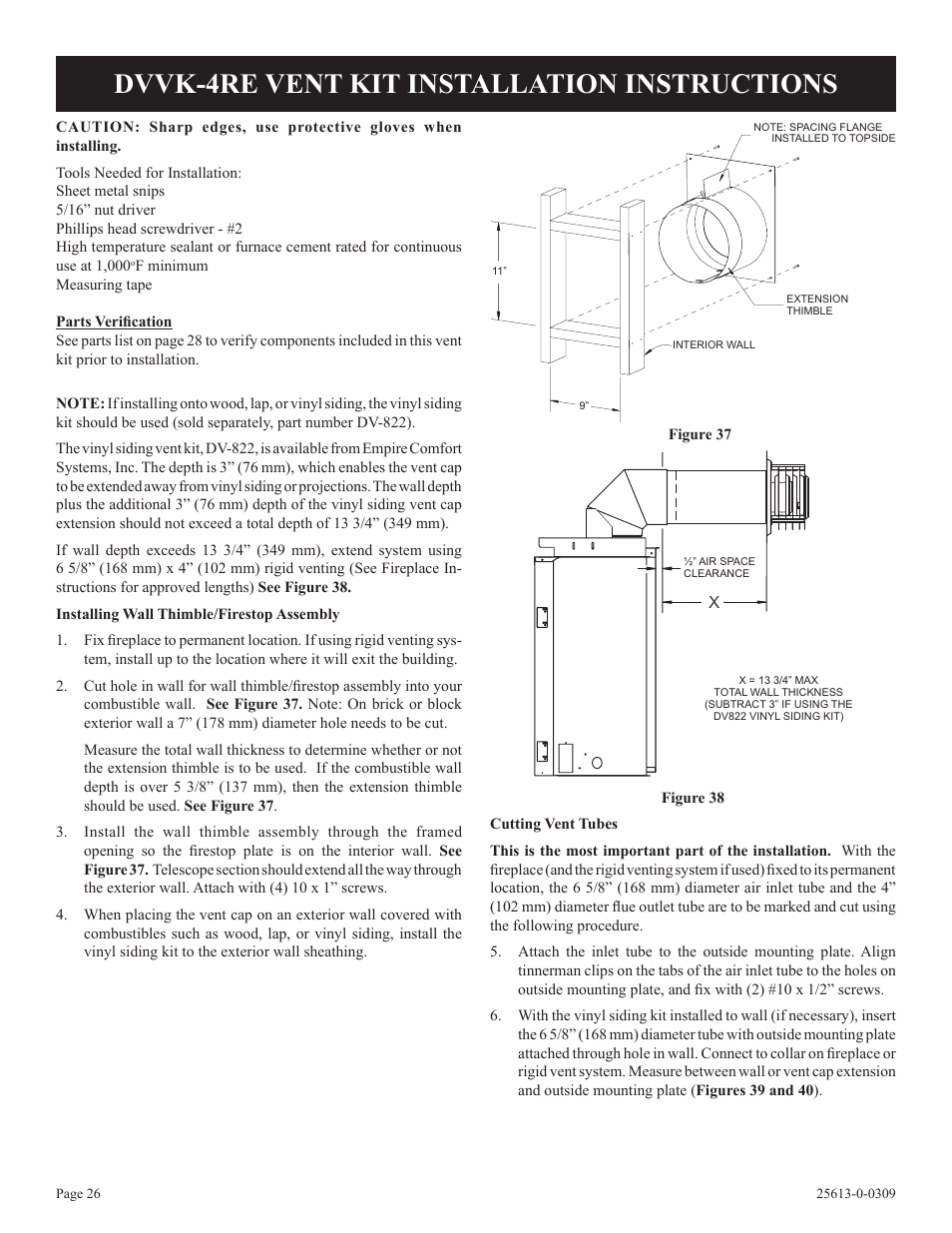 Dvvk-4re vent kit installation instructions | Empire Comfort Systems DVX36DP31 User Manual | Page 26 / 72