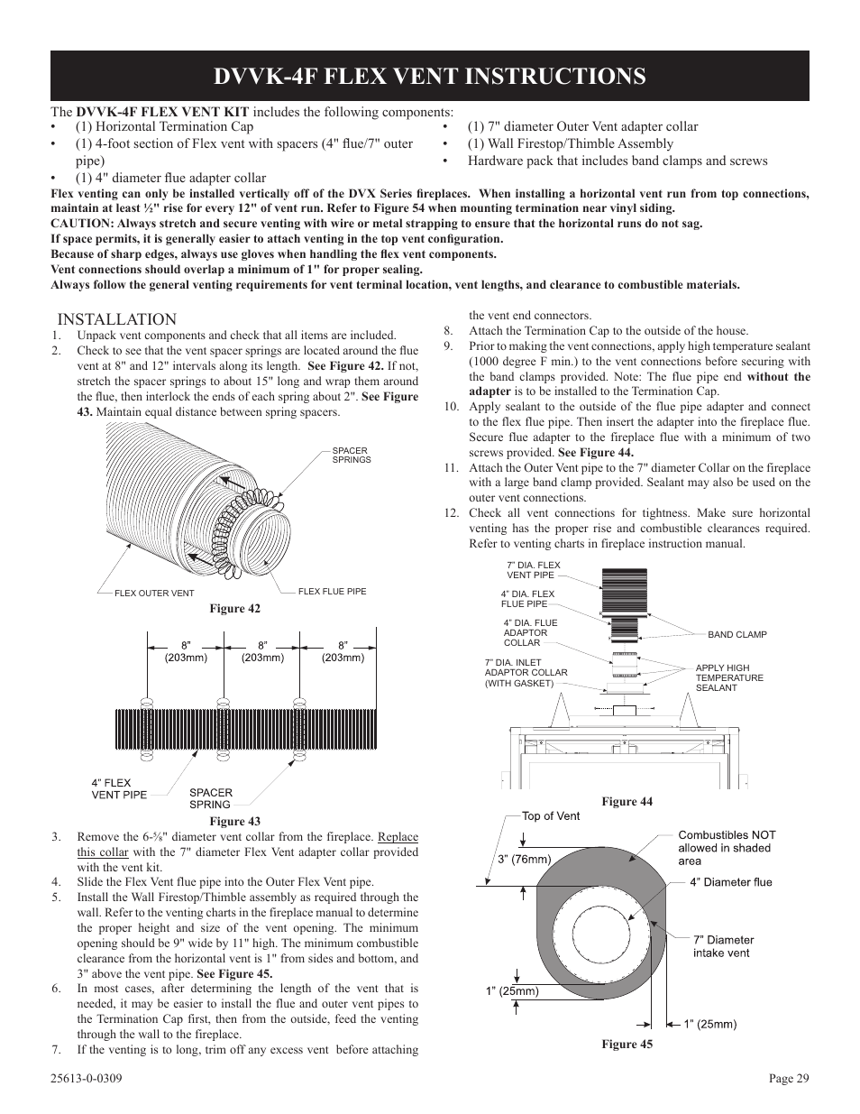 Dvvk-4f flex vent instructions, Installation | Empire Comfort Systems DVX36DP31 User Manual | Page 29 / 72