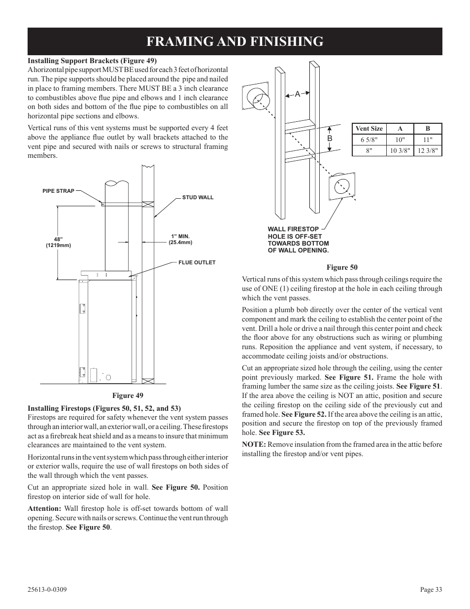 Framing and finishing | Empire Comfort Systems DVX36DP31 User Manual | Page 33 / 72