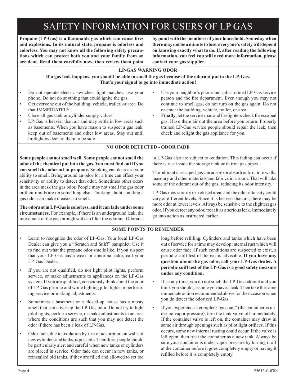 Safety information for users of lp gas | Empire Comfort Systems DVX36DP31 User Manual | Page 4 / 72