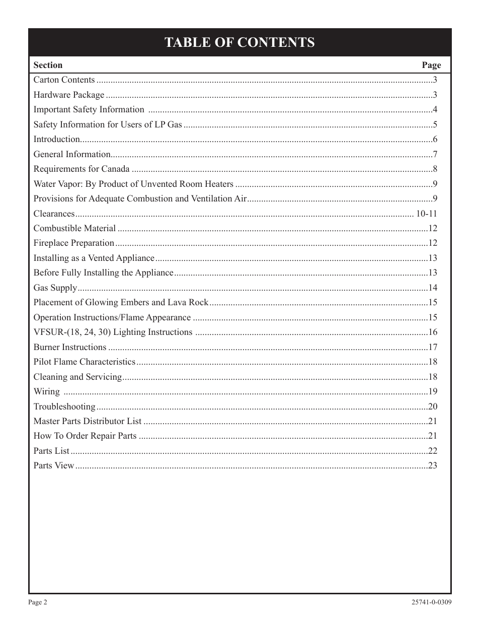 Empire Comfort Systems VFSUR30-2 User Manual | Page 2 / 24