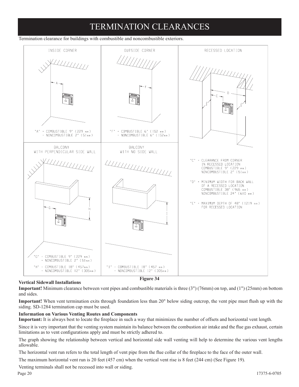 Termination clearances | Empire Comfort Systems DVP42FP7  EN User Manual | Page 20 / 52