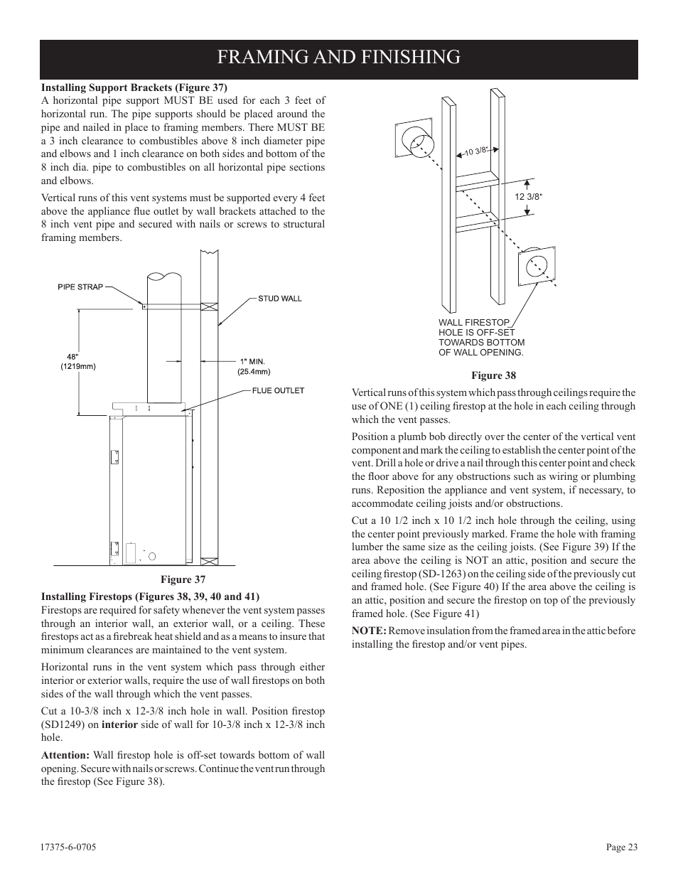 Framing and finishing | Empire Comfort Systems DVP42FP7  EN User Manual | Page 23 / 52