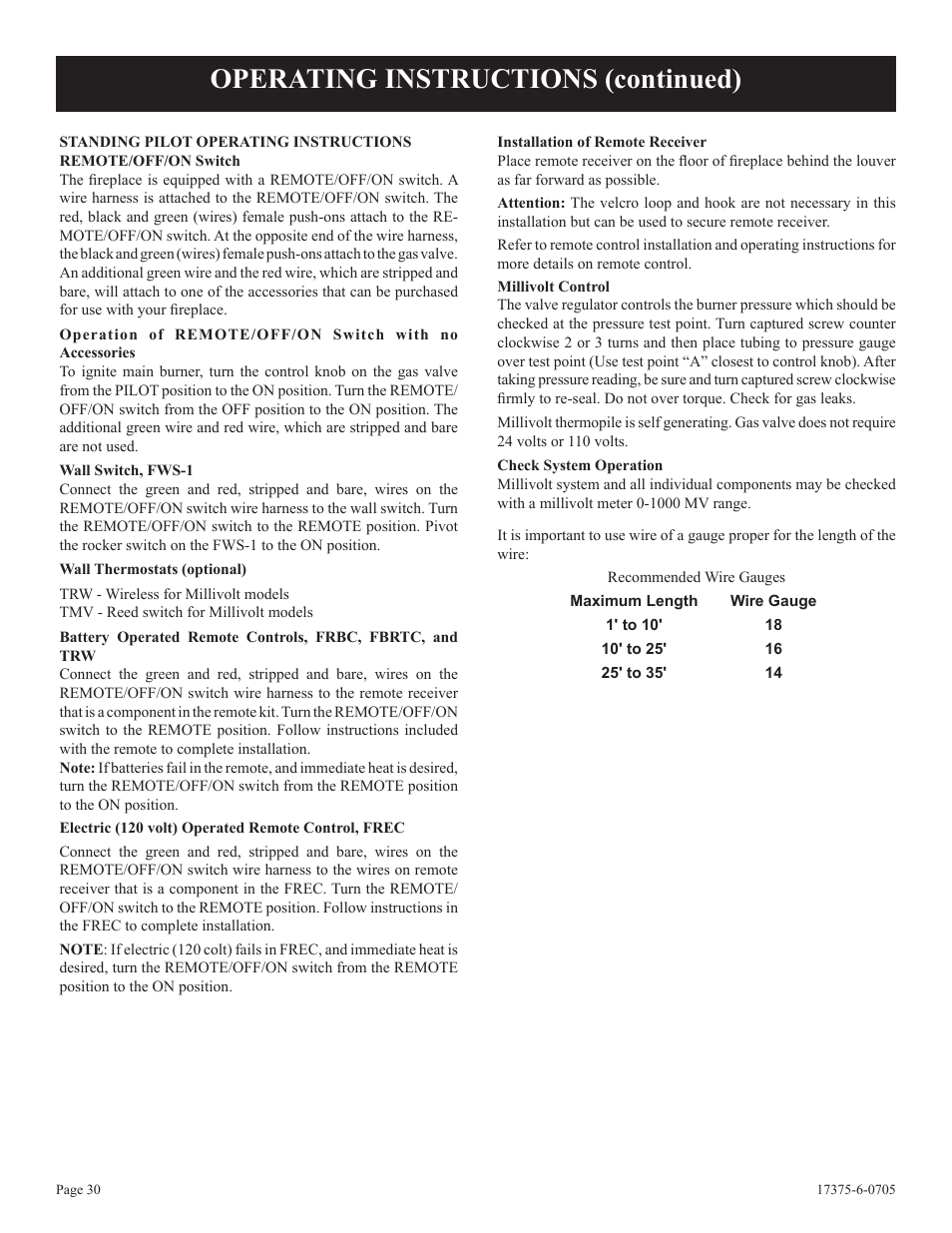 Operating instructions (continued) | Empire Comfort Systems DVP42FP7  EN User Manual | Page 30 / 52
