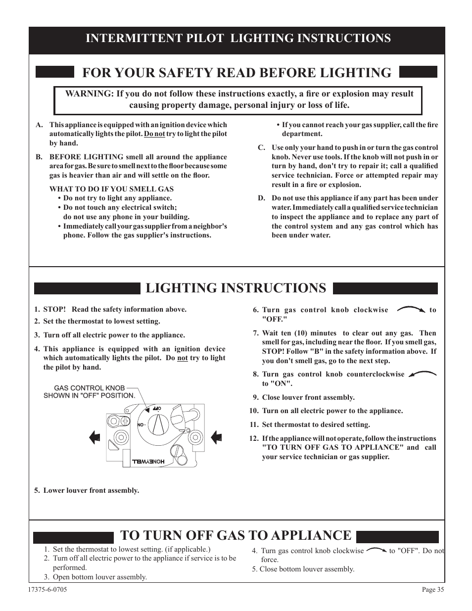 For your safety read before lighting, Lighting instructions, Intermittent pilot lighting instructions | Empire Comfort Systems DVP42FP7  EN User Manual | Page 35 / 52