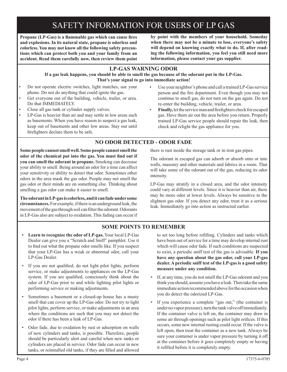 Safety information for users of lp gas | Empire Comfort Systems DVP42FP7  EN User Manual | Page 4 / 52