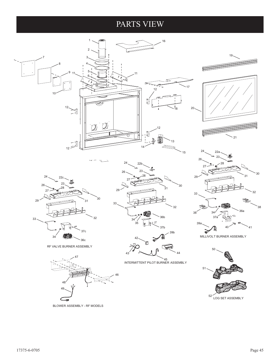 Parts view | Empire Comfort Systems DVP42FP7  EN User Manual | Page 45 / 52