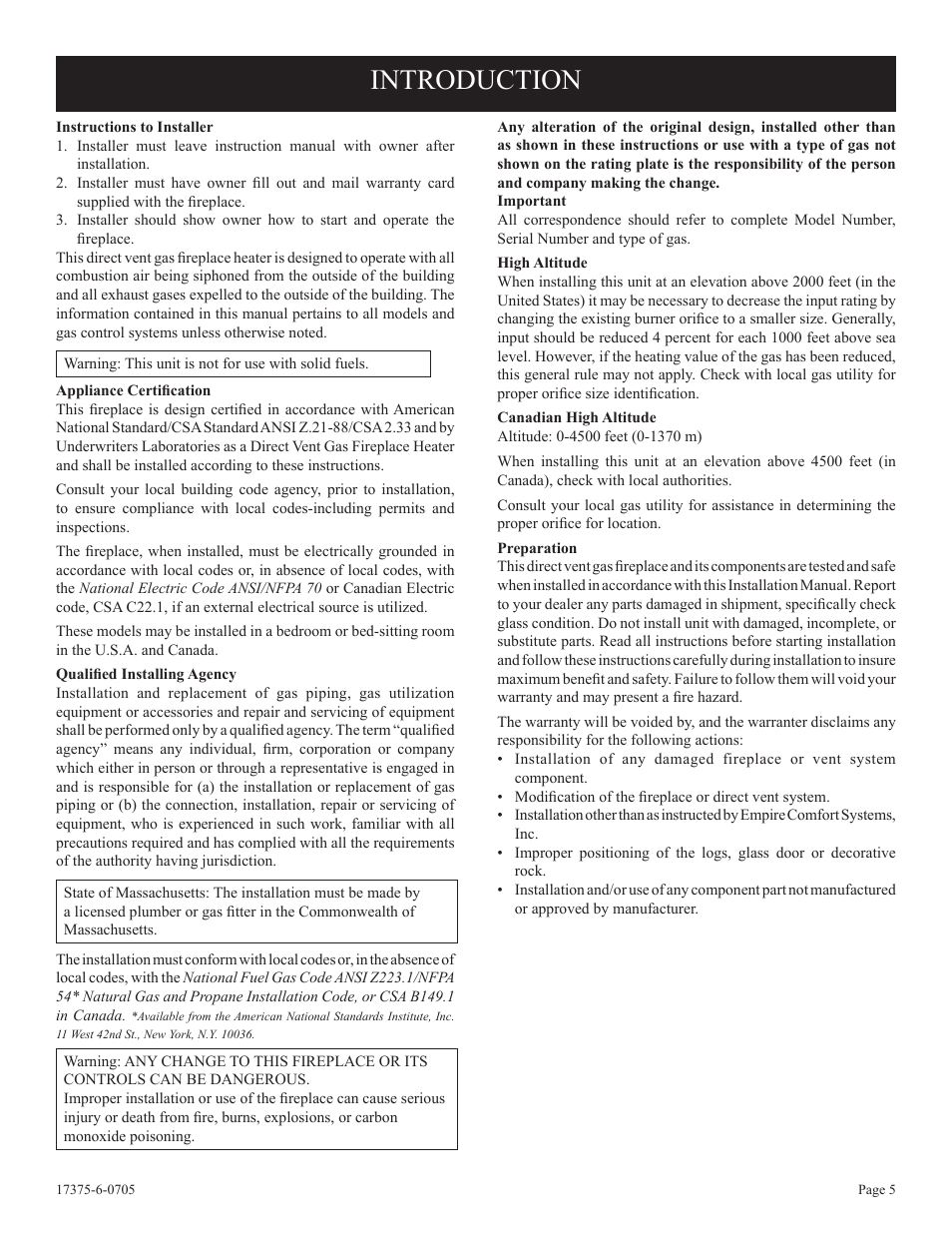 Introduction | Empire Comfort Systems DVP42FP7  EN User Manual | Page 5 / 52
