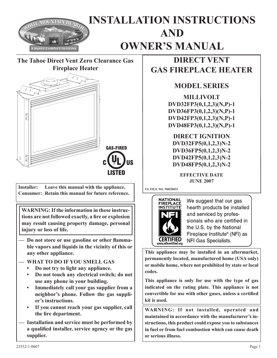 Empire Comfort Systems DVD36FP3  EN User Manual | 52 pages