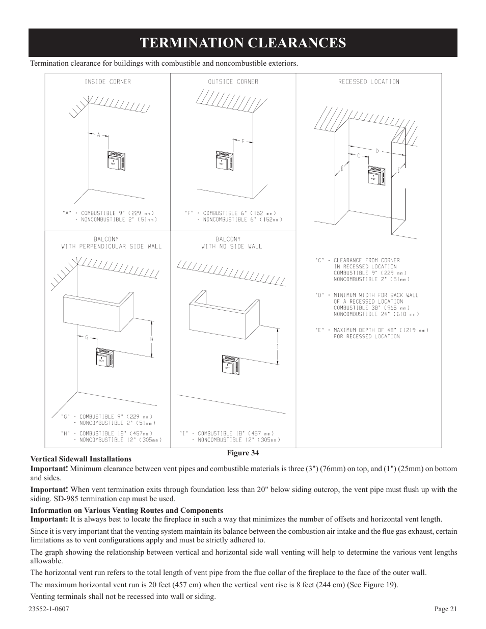 Termination clearances | Empire Comfort Systems DVD36FP3  EN User Manual | Page 21 / 52