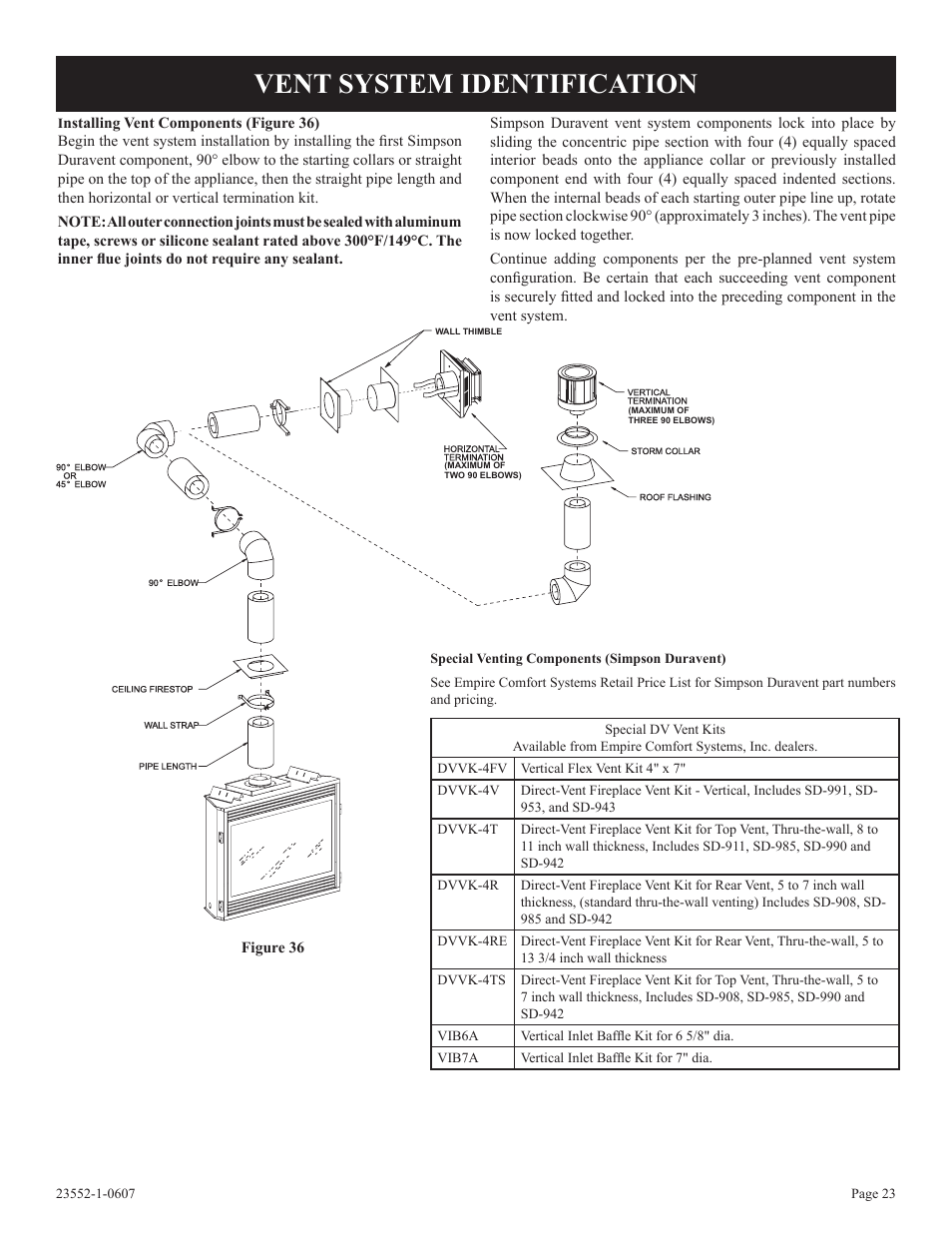 Vent system identification | Empire Comfort Systems DVD36FP3  EN User Manual | Page 23 / 52