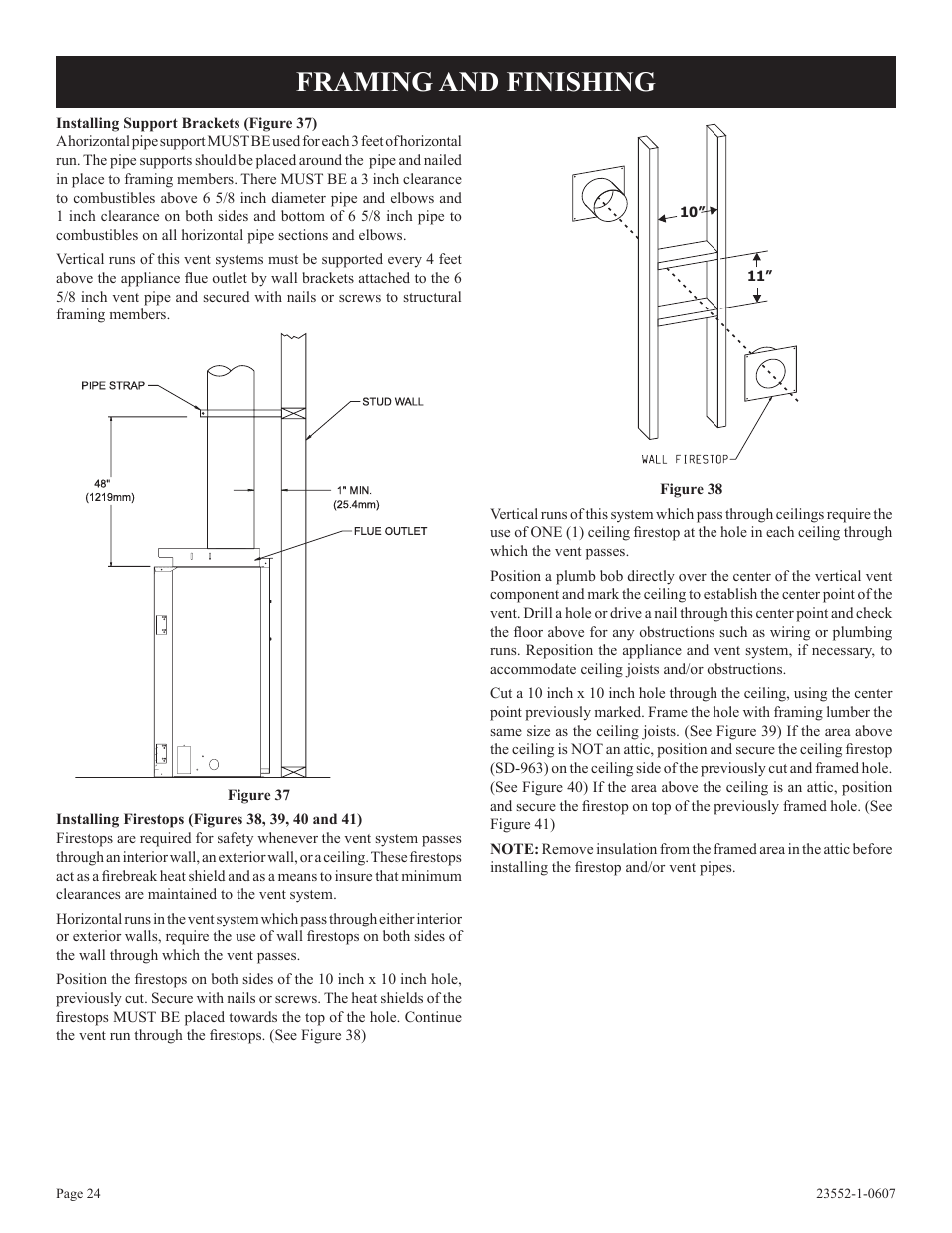 Framing and finishing | Empire Comfort Systems DVD36FP3  EN User Manual | Page 24 / 52