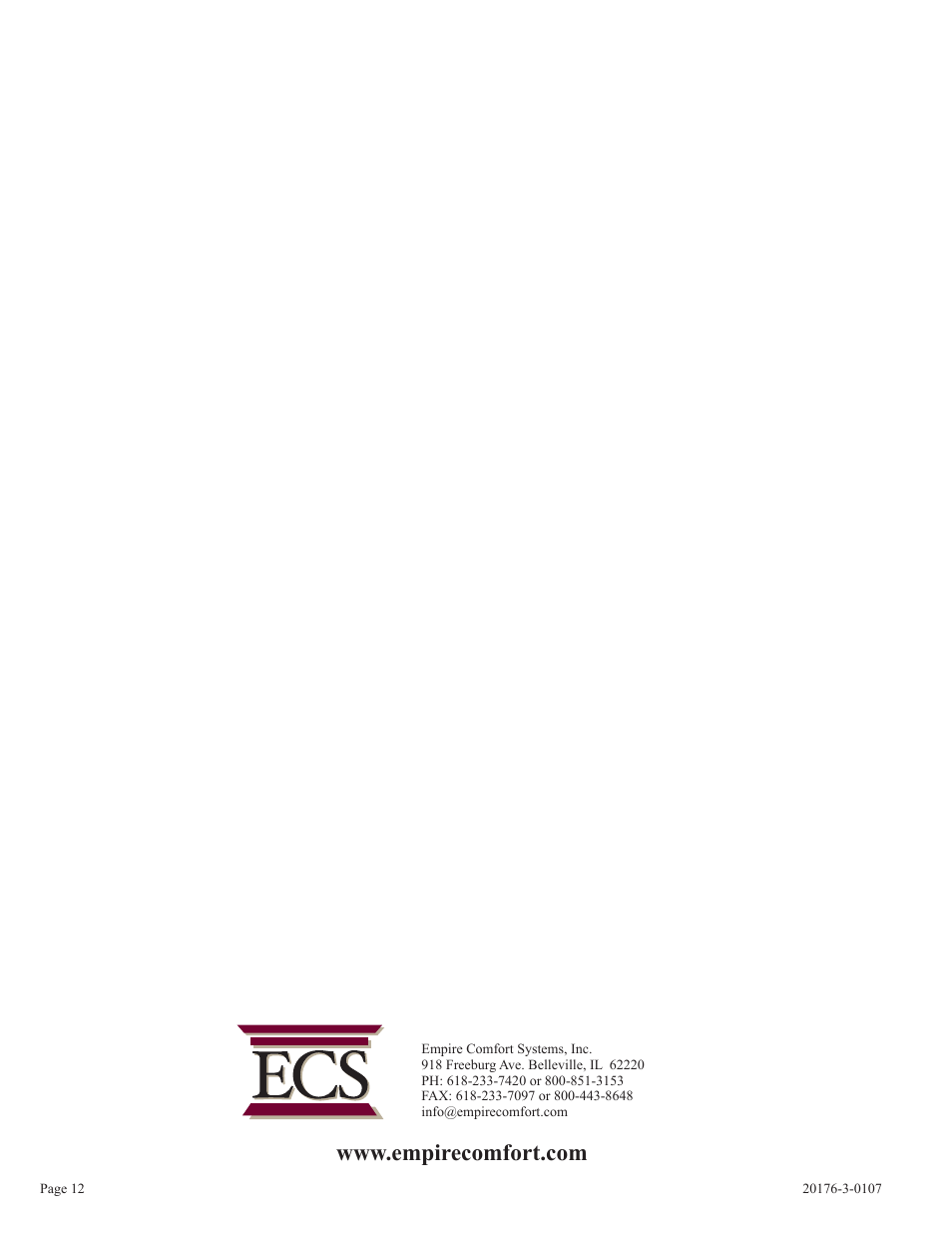 Empire Comfort Systems LS-30P-1 User Manual | Page 12 / 12