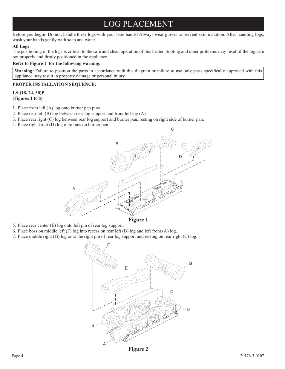 Log placement | Empire Comfort Systems LS-30P-1 User Manual | Page 4 / 12