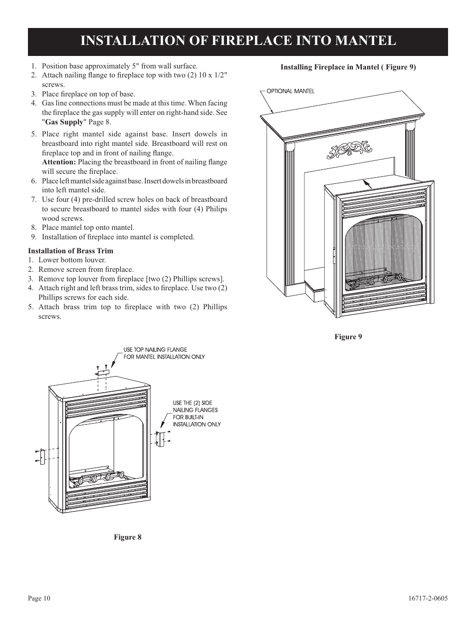 Installation of fireplace into mantel | Empire Comfort Systems VFHS-20/10T-4 User Manual | Page 10 / 28