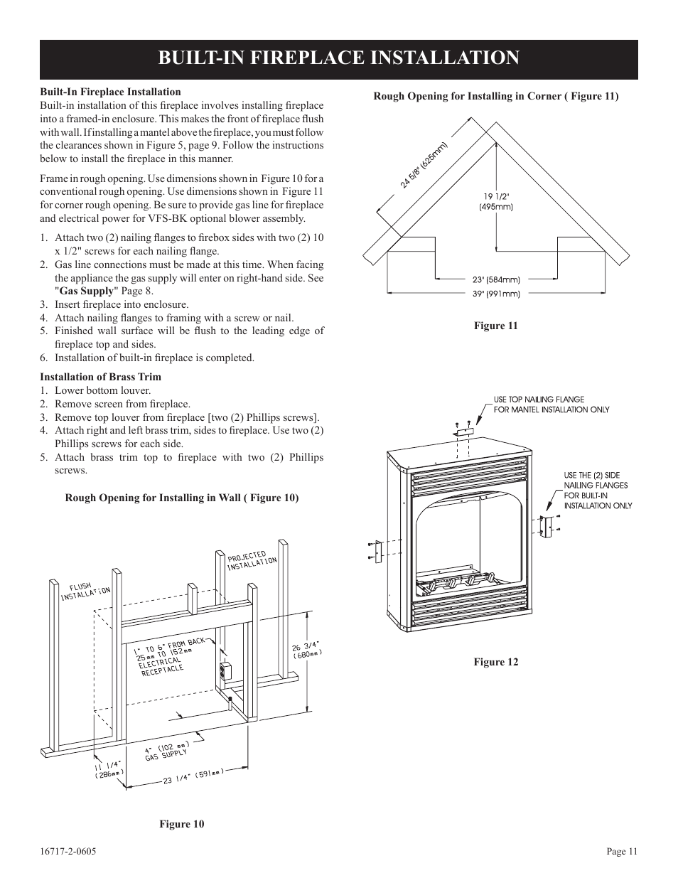 Built-in fireplace installation | Empire Comfort Systems VFHS-20/10T-4 User Manual | Page 11 / 28