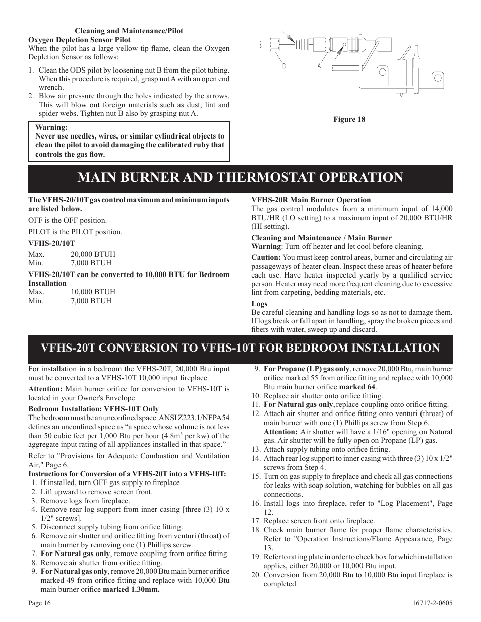 Main burner and thermostat operation | Empire Comfort Systems VFHS-20/10T-4 User Manual | Page 16 / 28