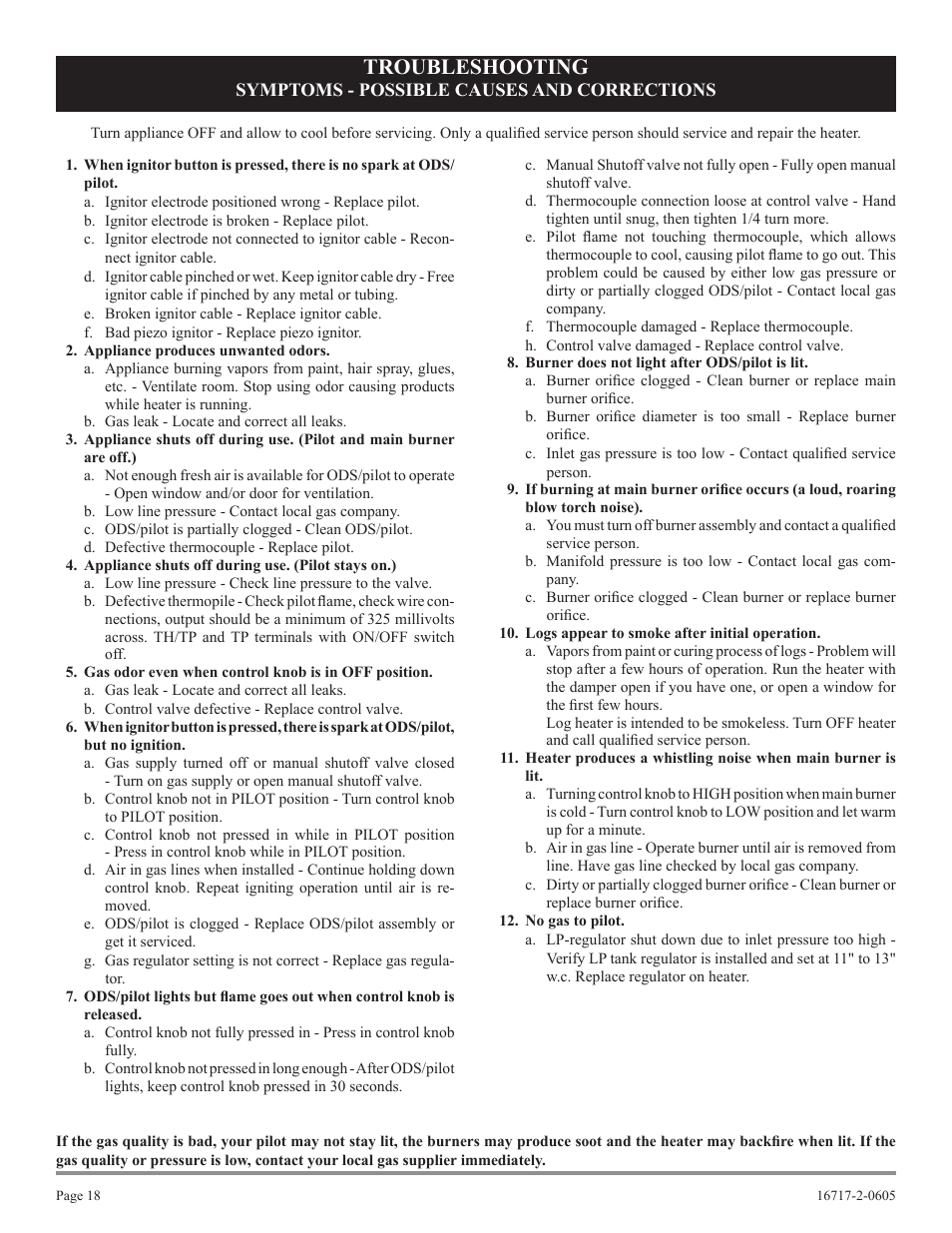 Troubleshooting | Empire Comfort Systems VFHS-20/10T-4 User Manual | Page 18 / 28