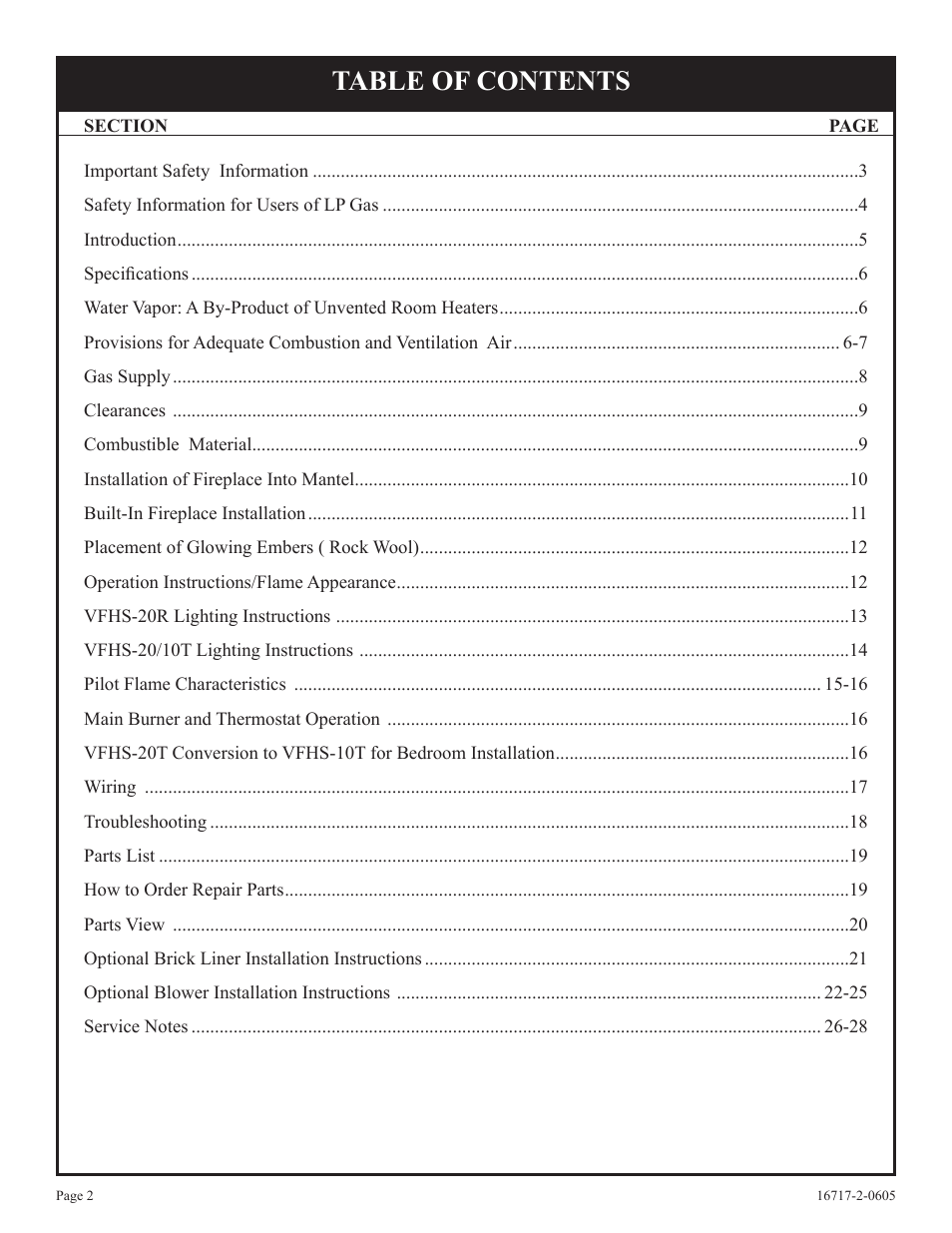 Empire Comfort Systems VFHS-20/10T-4 User Manual | Page 2 / 28