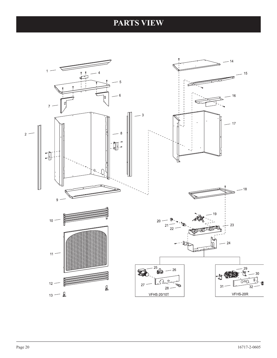 Parts view | Empire Comfort Systems VFHS-20/10T-4 User Manual | Page 20 / 28