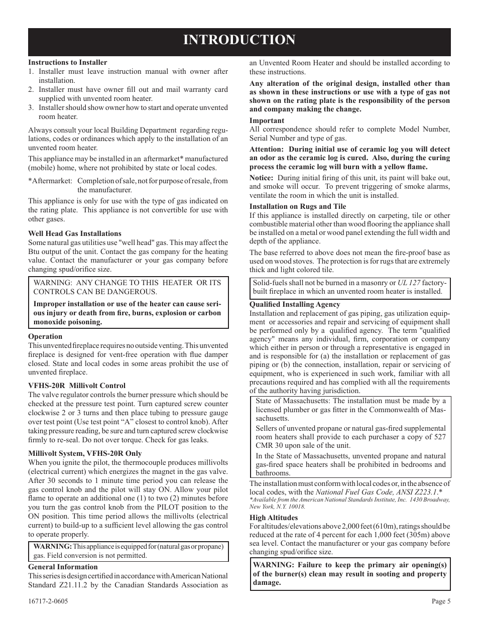 Introduction | Empire Comfort Systems VFHS-20/10T-4 User Manual | Page 5 / 28