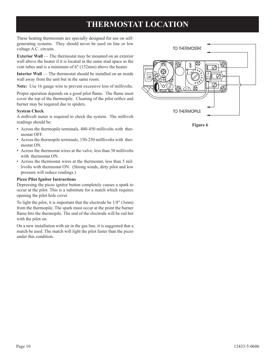 Thermostat location | Empire Comfort Systems DV-210-7SG User Manual | Page 10 / 20