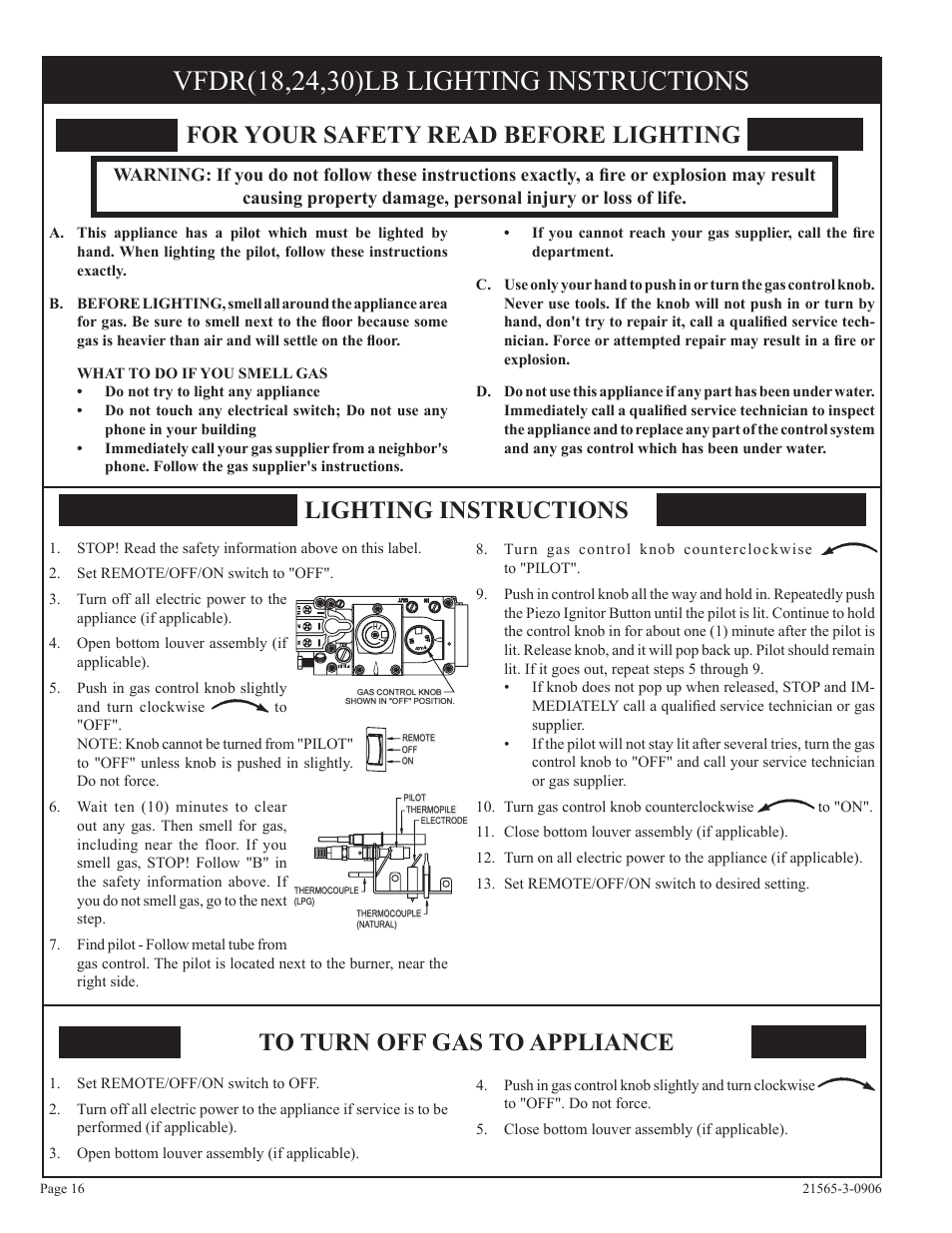 Empire Comfort Systems VFDR18LB User Manual | Page 16 / 24