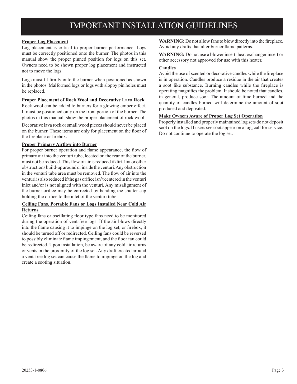 Important installation guidelines | Empire Comfort Systems 21 User Manual | Page 3 / 8