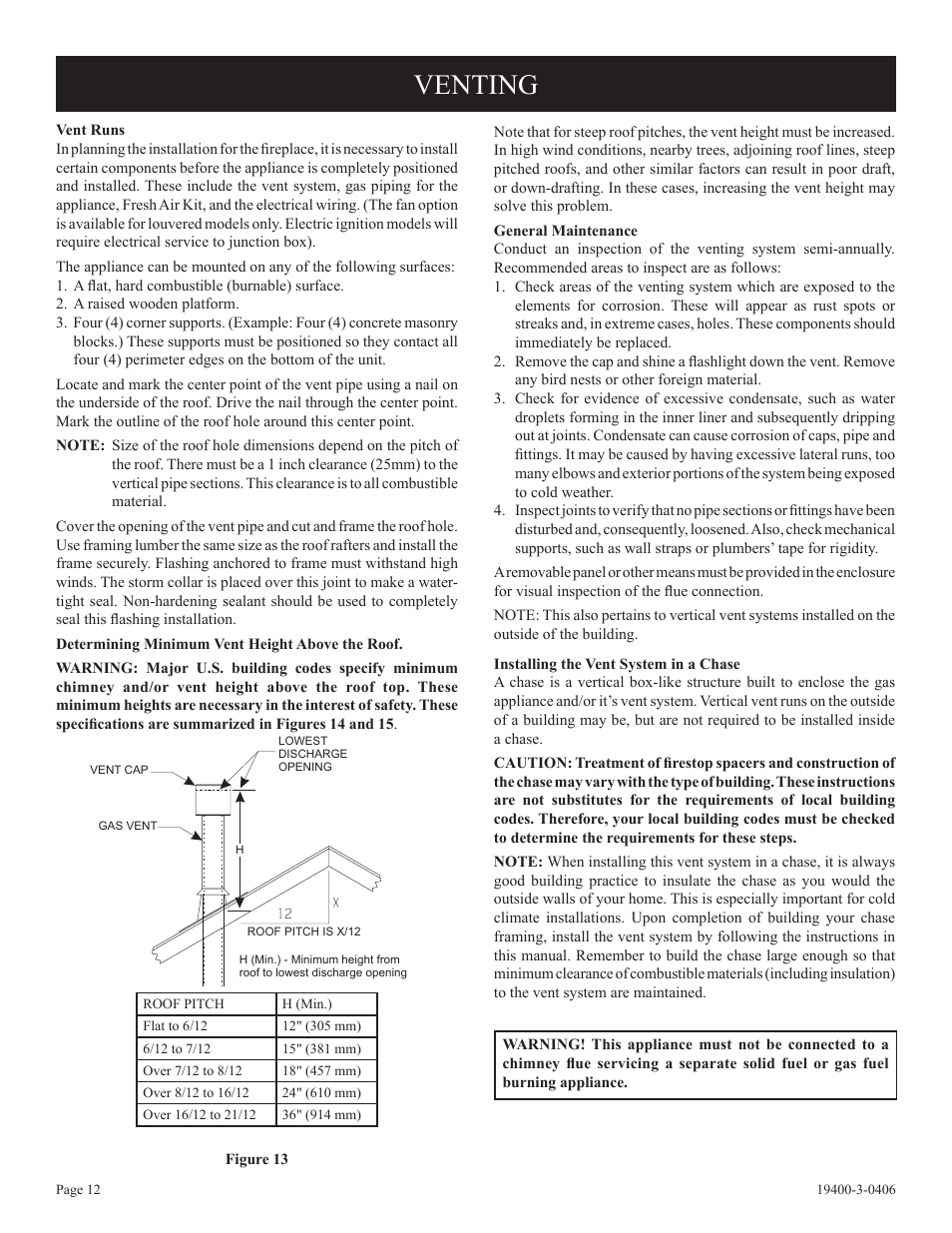 Venting | Empire Comfort Systems BVD36FP32 User Manual | Page 12 / 40