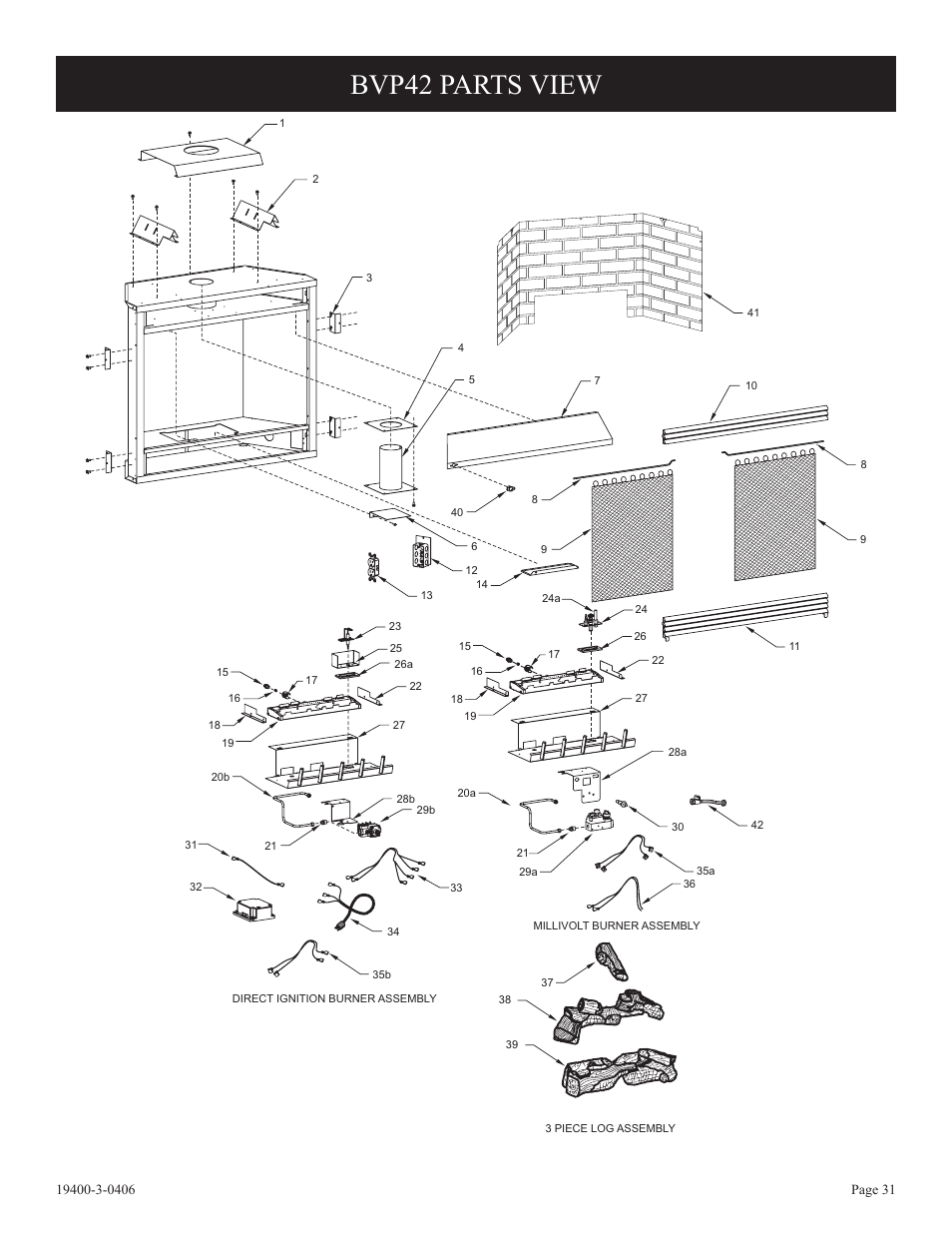 Bvp42 parts view | Empire Comfort Systems BVD36FP32 User Manual | Page 31 / 40