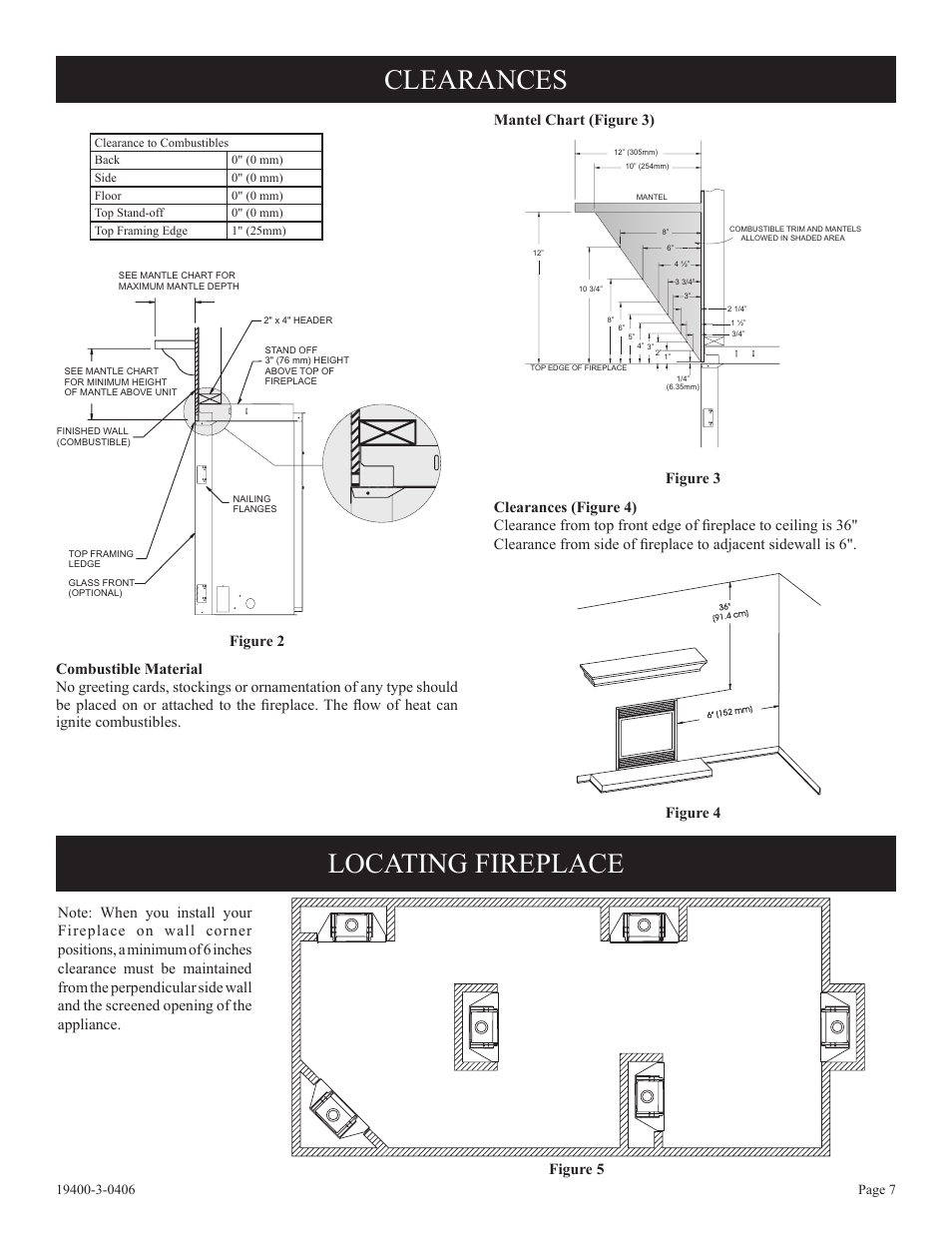 Clearances locating fireplace | Empire Comfort Systems BVD36FP32 User Manual | Page 7 / 40