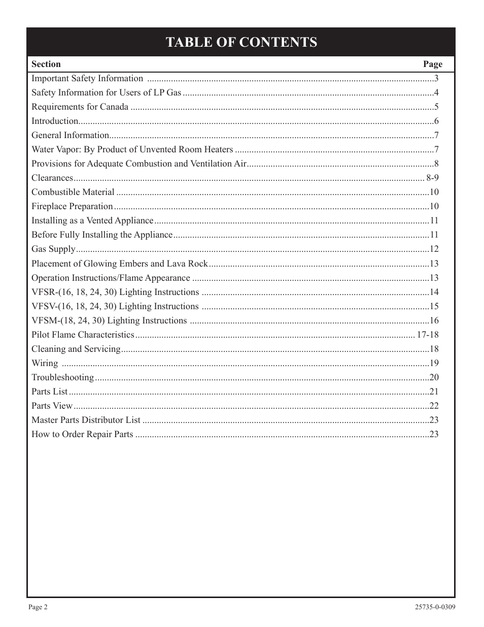 Empire Comfort Systems VFSM-18-3  EN User Manual | Page 2 / 24