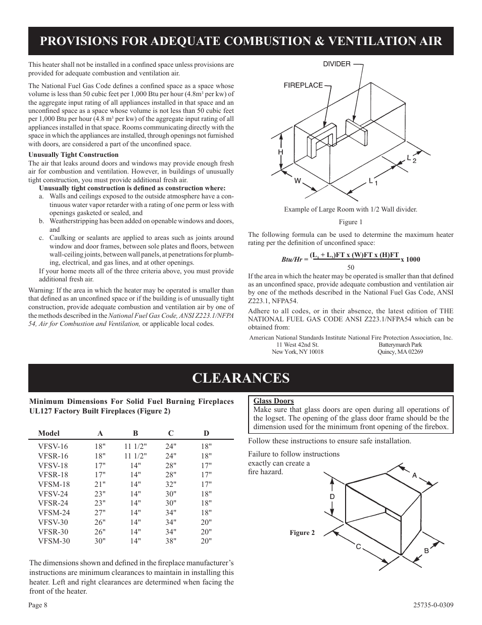 Clearances | Empire Comfort Systems VFSM-18-3  EN User Manual | Page 8 / 24