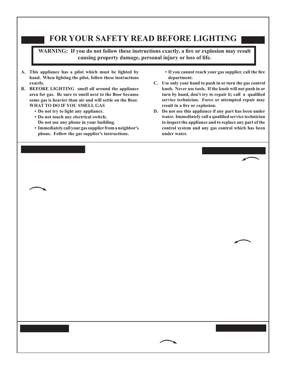 For your safety read before lighting, Lighting instructions | Empire Comfort Systems VFD26F User Manual | Page 19 / 32