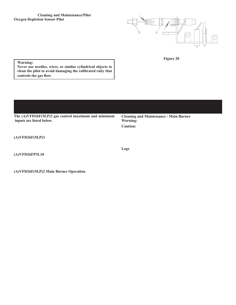 Main burner and thermostat operation | Empire Comfort Systems VFD26F User Manual | Page 21 / 32