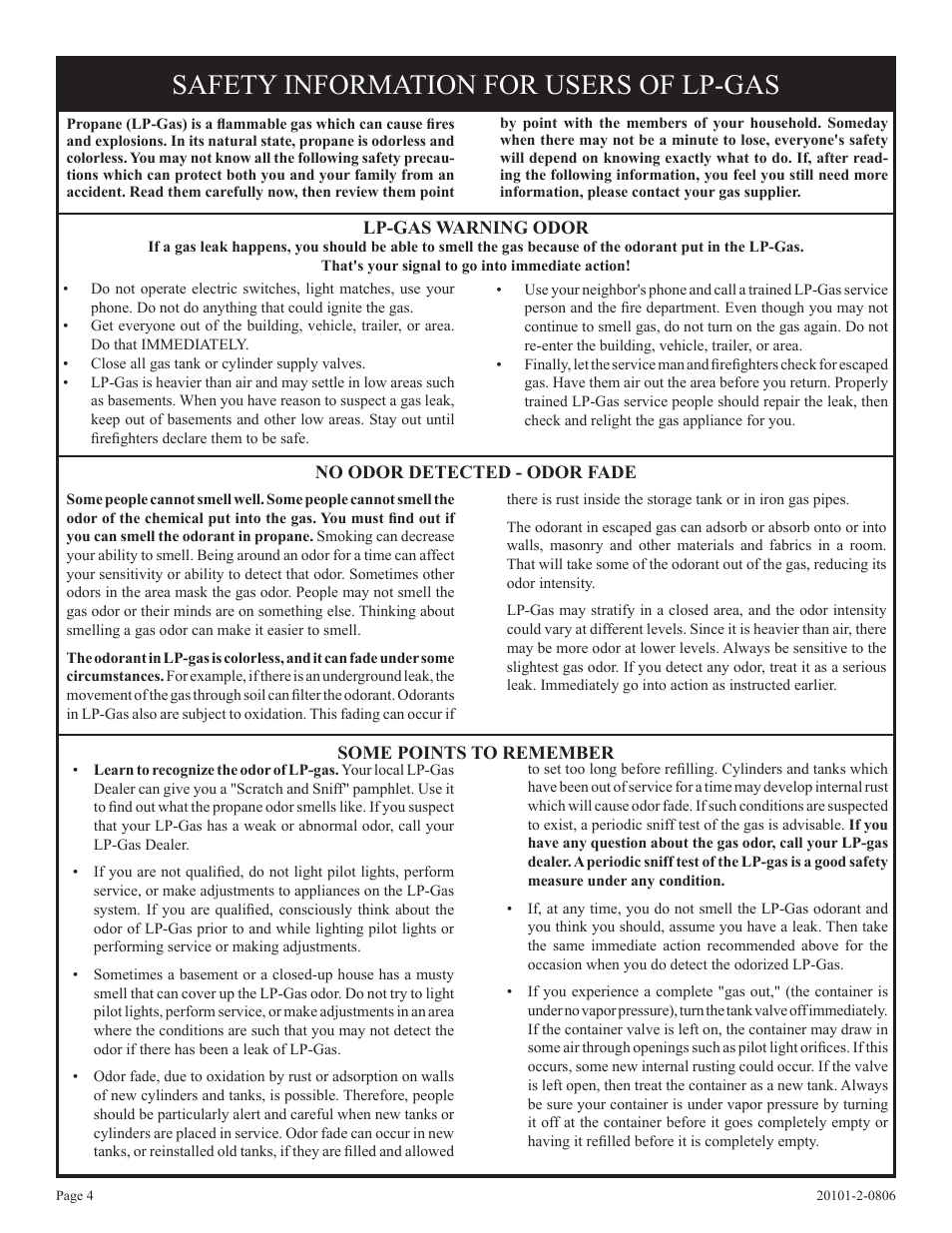 Safety information for users of lp-gas | Empire Comfort Systems VFP32FP(20,21)L User Manual | Page 4 / 28