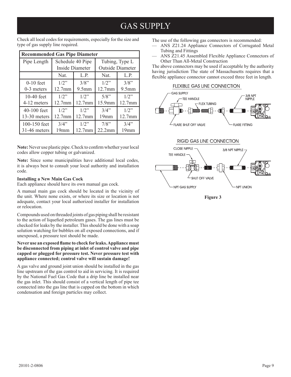 Gas supply | Empire Comfort Systems VFP32FP(20,21)L User Manual | Page 9 / 28