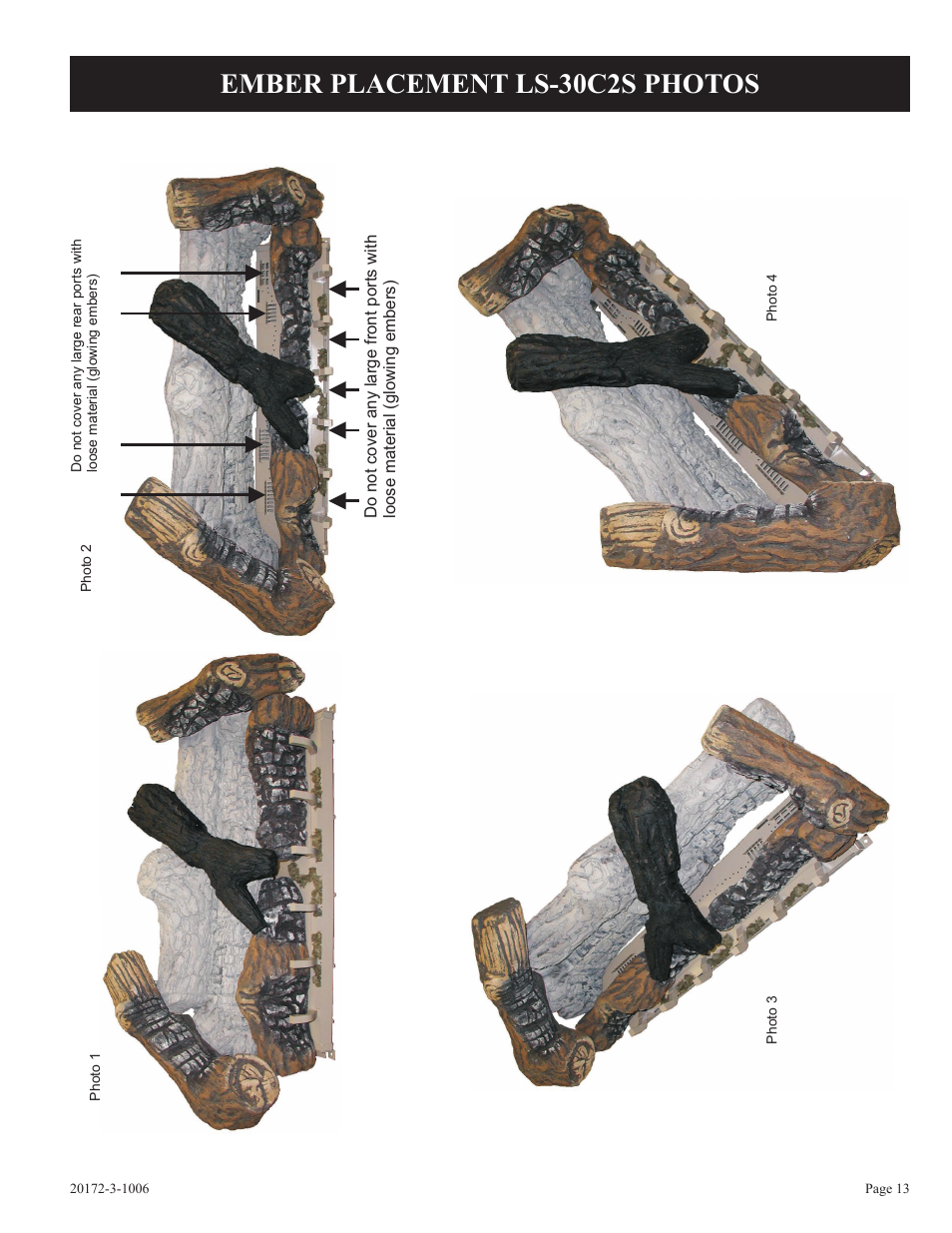 Ember placement ls-30c2s photos | Empire Comfort Systems LS-24C2S-1 User Manual | Page 13 / 16