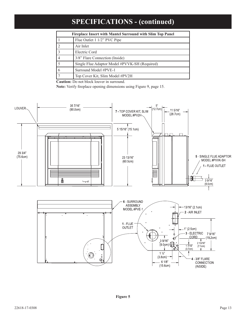 Specifications - (continued) | Empire Comfort Systems PV-28SV55-CN User Manual | Page 13 / 56