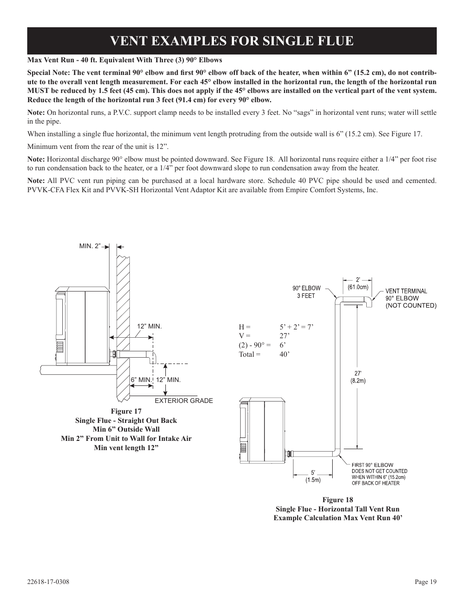 Vent examples for single flue | Empire Comfort Systems PV-28SV55-CN User Manual | Page 19 / 56