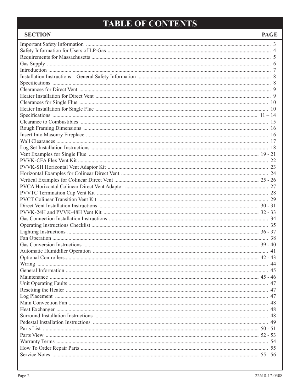 Empire Comfort Systems PV-28SV55-CN User Manual | Page 2 / 56