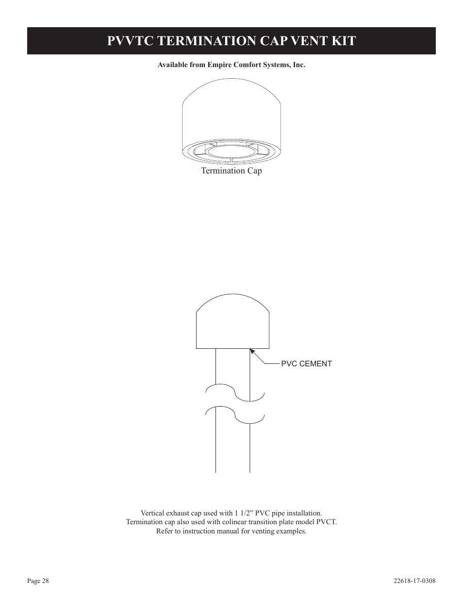 Pvvtc termination cap vent kit | Empire Comfort Systems PV-28SV55-CN User Manual | Page 28 / 56