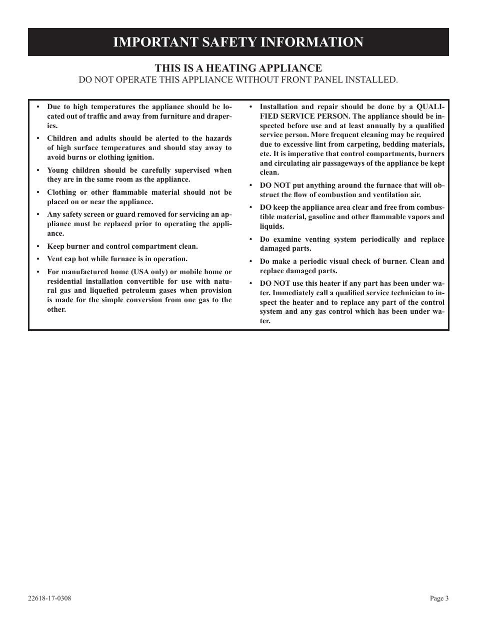 Important safety information, This is a heating appliance | Empire Comfort Systems PV-28SV55-CN User Manual | Page 3 / 56