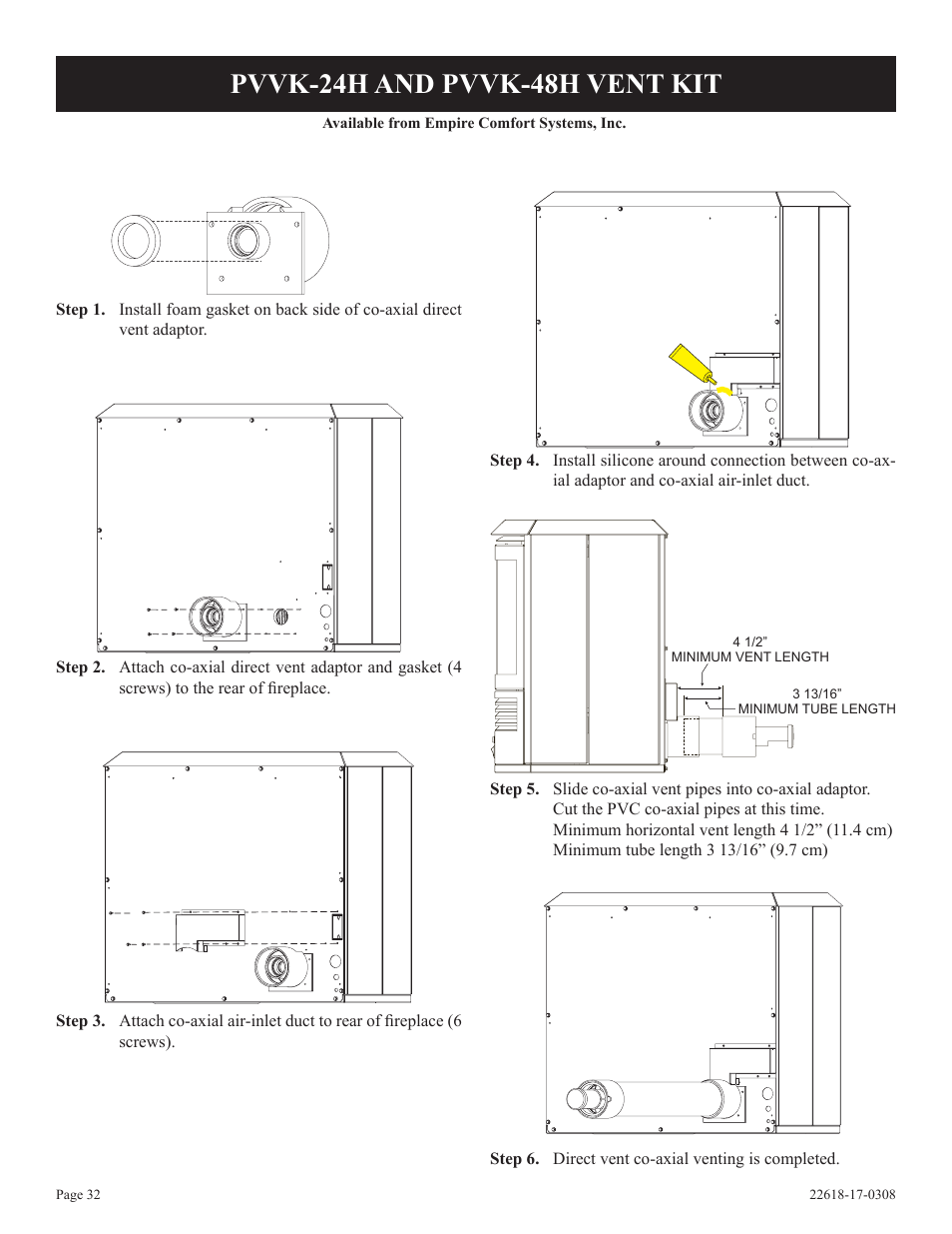 Pvvk-24h and pvvk-48h vent kit | Empire Comfort Systems PV-28SV55-CN User Manual | Page 32 / 56