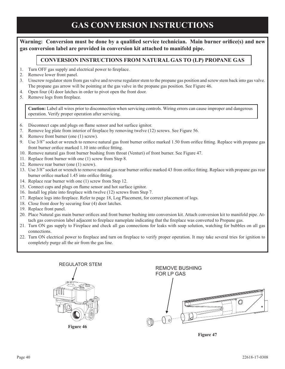 Gas conversion instructions | Empire Comfort Systems PV-28SV55-CN User Manual | Page 40 / 56