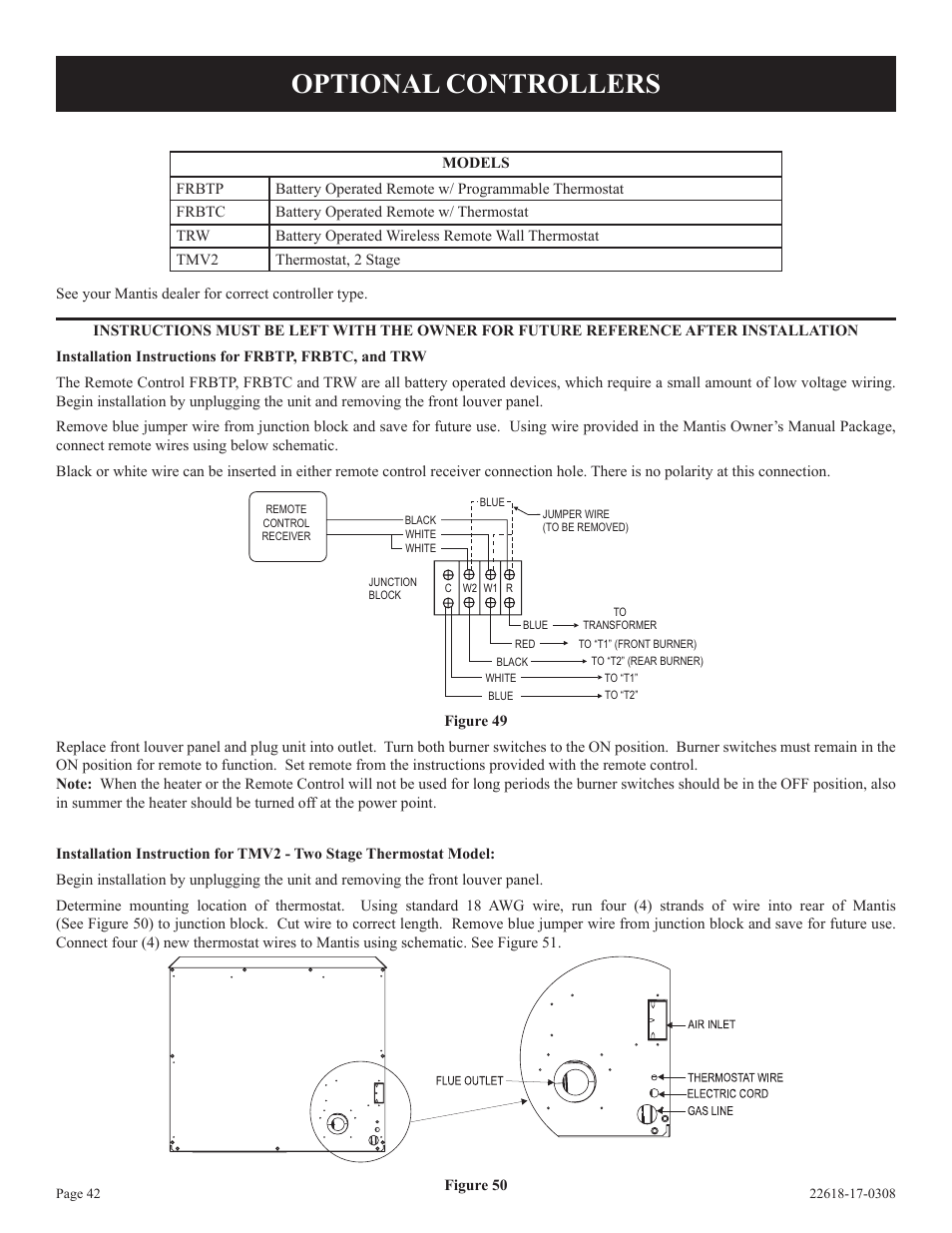 Optional controllers | Empire Comfort Systems PV-28SV55-CN User Manual | Page 42 / 56