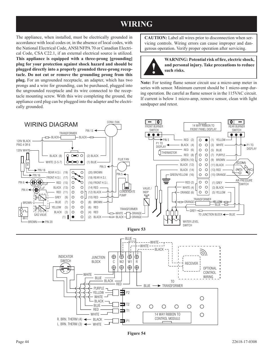 Wiring, Wiring diagram | Empire Comfort Systems PV-28SV55-CN User Manual | Page 44 / 56