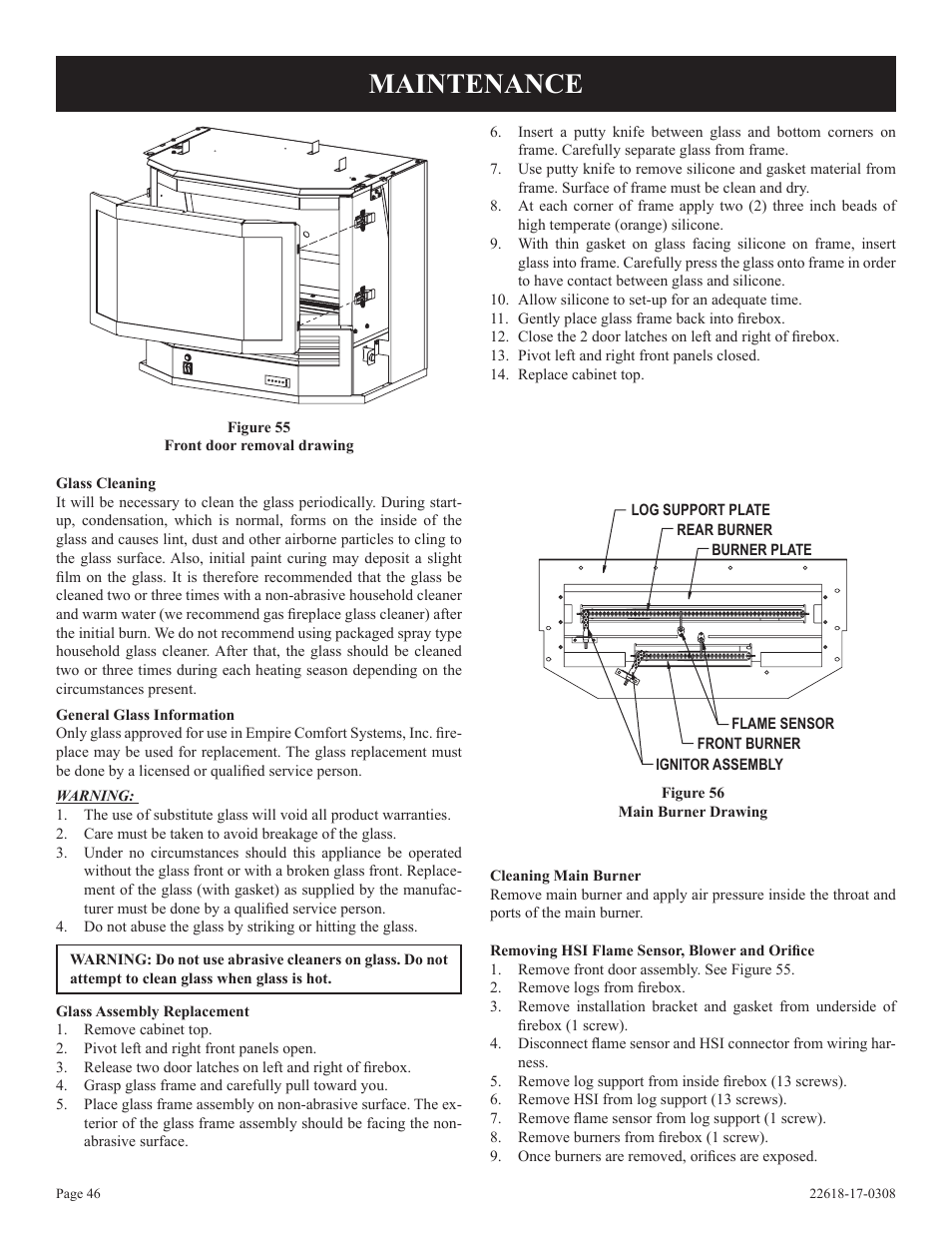 Maintenance | Empire Comfort Systems PV-28SV55-CN User Manual | Page 46 / 56