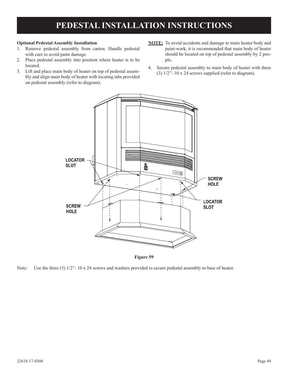 Pedestal installation instructions | Empire Comfort Systems PV-28SV55-CN User Manual | Page 49 / 56