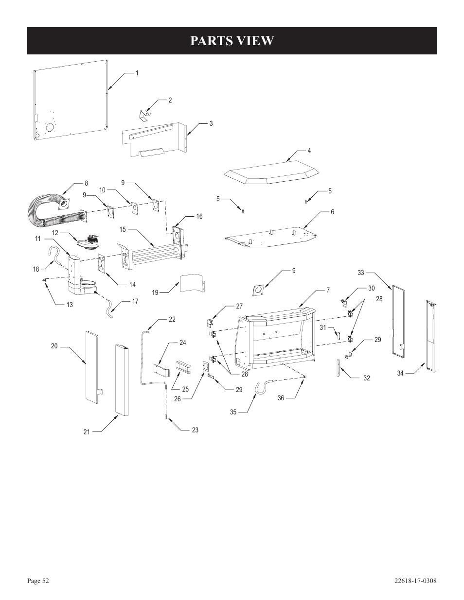 Parts view | Empire Comfort Systems PV-28SV55-CN User Manual | Page 52 / 56